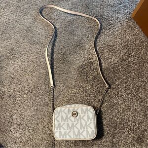 Michael Kors Cream and White Logo Crossbody Bag